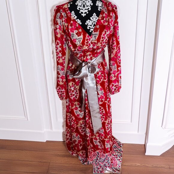 Sophie Max Floral Flowy Handkerchief Hem Maxi Dress Small - Picture 11 of 16